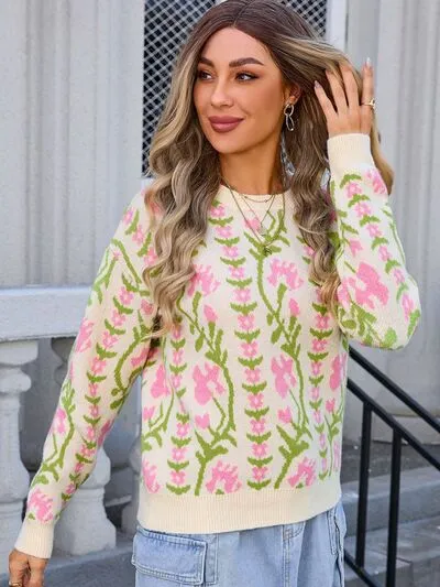 Angel Wings Flower Round Neck Long Sleeve Sweater sold by The Barefoot Brunette Boutique product image thumbnail 3