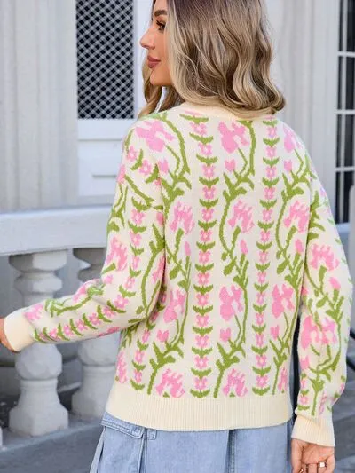 Angel Wings Flower Round Neck Long Sleeve Sweater sold by The Barefoot Brunette Boutique product image thumbnail 2