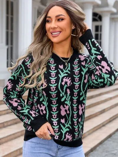 Angel Wings Flower Round Neck Long Sleeve Sweater sold by The Barefoot Brunette Boutique product image thumbnail 5