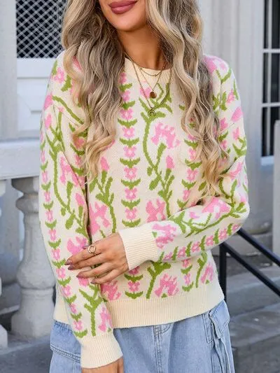 Angel Wings Flower Round Neck Long Sleeve Sweater sold by The Barefoot Brunette Boutique product image thumbnail 4