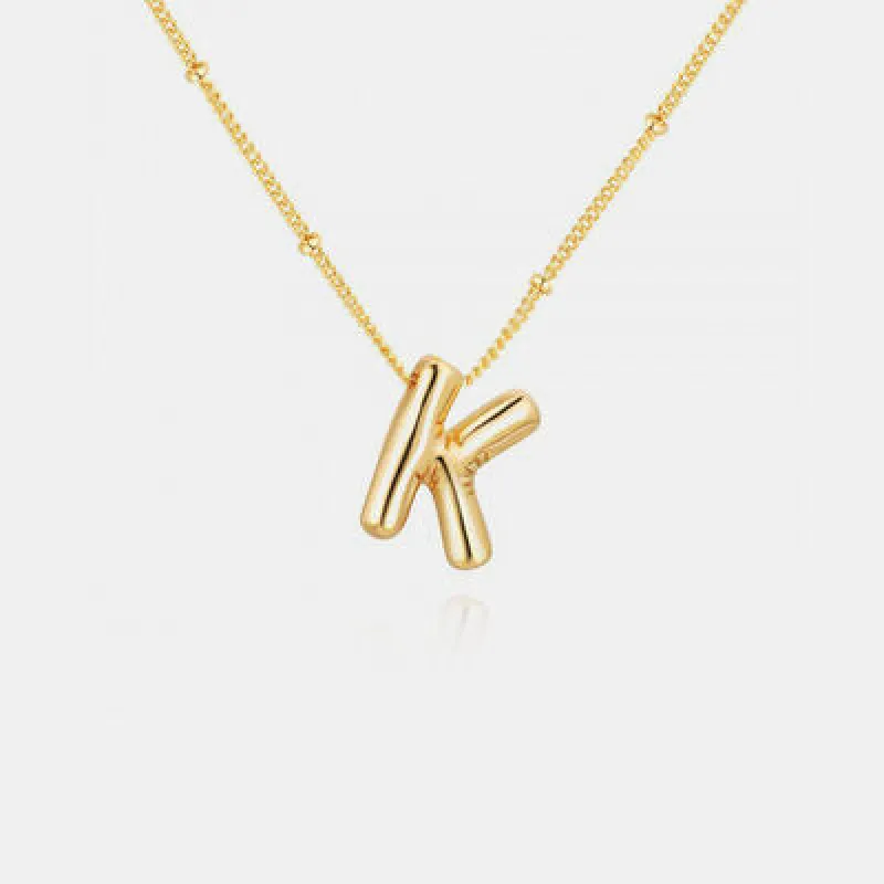 Gold-Plated Bubble Initial Necklace sold by The Barefoot Brunette Boutique