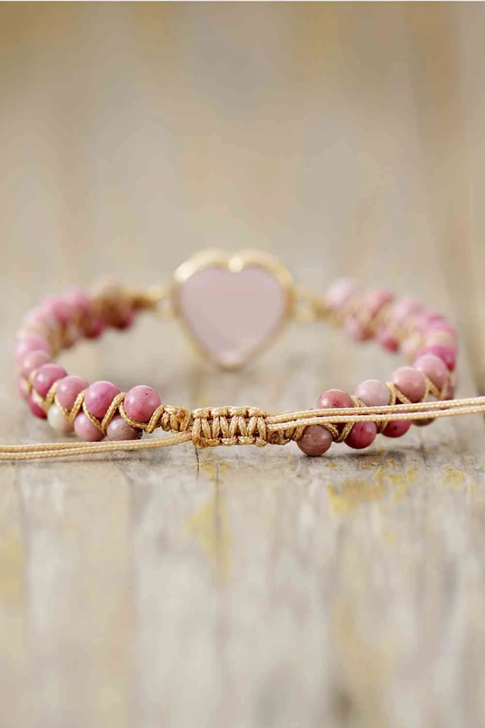 Rose Quartz Heart Beaded Bracelet sold by The Barefoot Brunette Boutique product image thumbnail 4