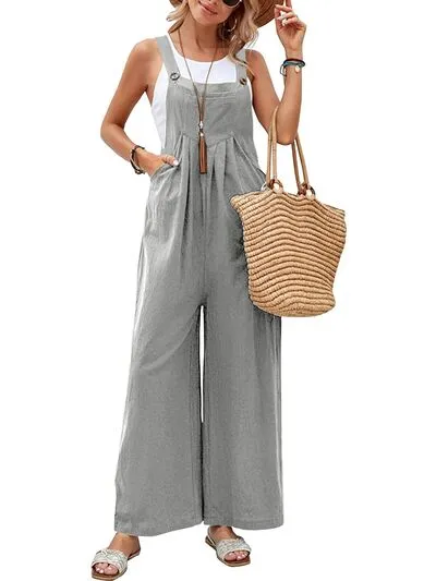 Full Size Square Neck Wide Strap Overalls sold by The Barefoot Brunette Boutique product image thumbnail 2