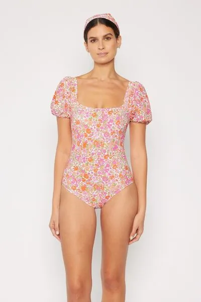 Marina West Swim Floral Puff Sleeve One-Piece sold by The Barefoot Brunette Boutique