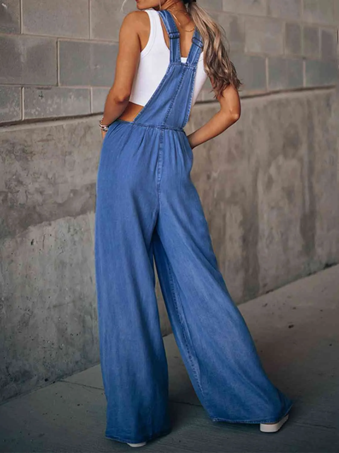 Wide Leg Denim Overalls sold by The Barefoot Brunette Boutique product image thumbnail 2