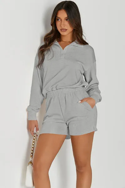 Half Button Sweatshirt and Shorts Active Set sold by The Barefoot Brunette Boutique product image thumbnail 5