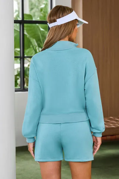 Half Button Sweatshirt and Shorts Active Set sold by The Barefoot Brunette Boutique product image thumbnail 2