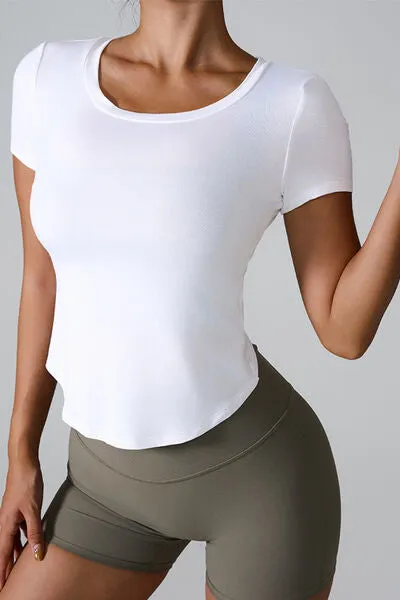 Cutout Round Neck Short Sleeve Active T-Shirt sold by The Barefoot Brunette Boutique product image thumbnail 2