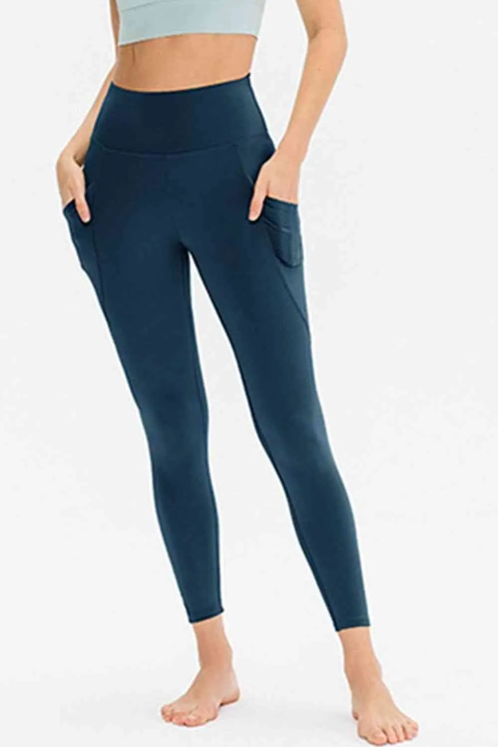 Slim Fit Long Active Leggings with Pockets sold by The Barefoot Brunette Boutique