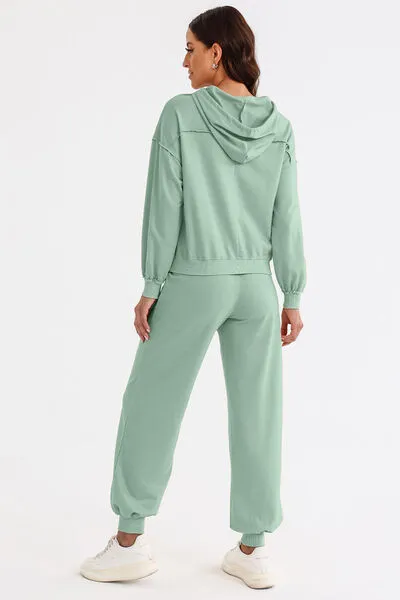 Cutout Drawstring Hoodie and Joggers Active Set sold by The Barefoot Brunette Boutique product image thumbnail 3