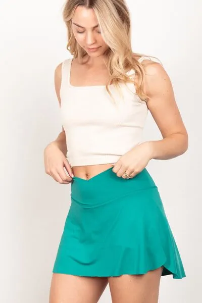 VERY J Crossover Waist Active Skirt with Short Liner sold by The Barefoot Brunette Boutique product image thumbnail 3