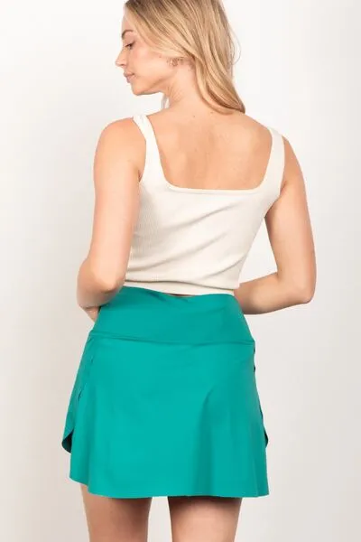 VERY J Crossover Waist Active Skirt with Short Liner sold by The Barefoot Brunette Boutique product image thumbnail 2