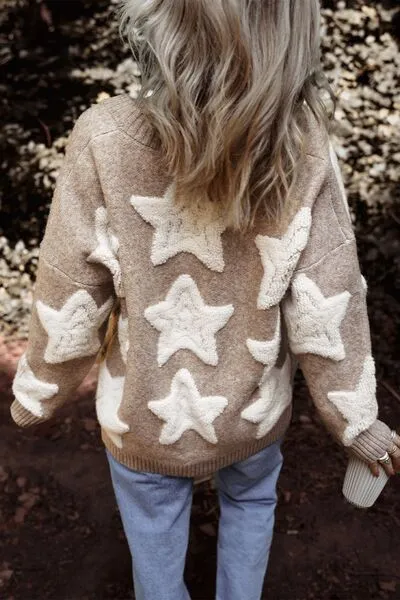 Star Button Up Long Sleeve Cardigan sold by The Barefoot Brunette Boutique product image thumbnail 4