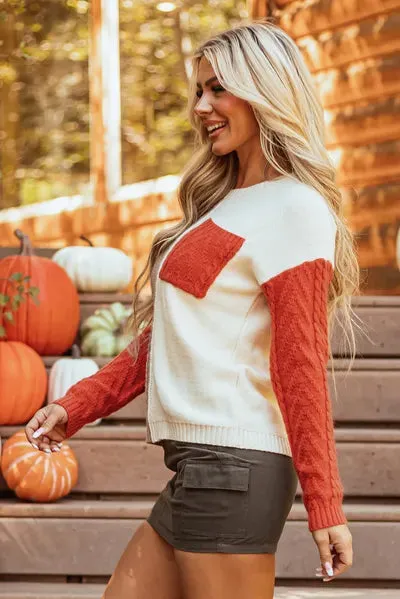 Color Block Round Neck Long Sleeve Sweater sold by The Barefoot Brunette Boutique product image thumbnail 3