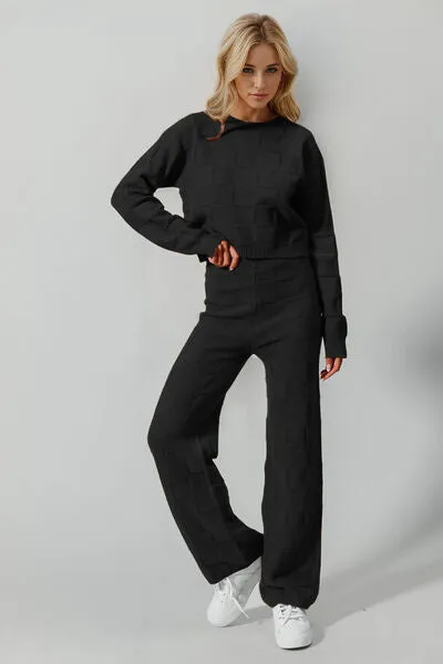 Double Take Full Size Checkered Round Neck Top and Pants Set sold by The Barefoot Brunette Boutique product image thumbnail 2