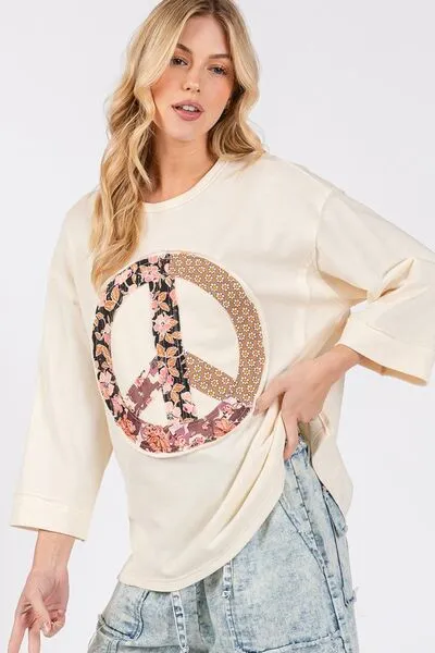 SAGE + FIG Floral Peace Patch Round Neck Top sold by The Barefoot Brunette Boutique product image thumbnail 2