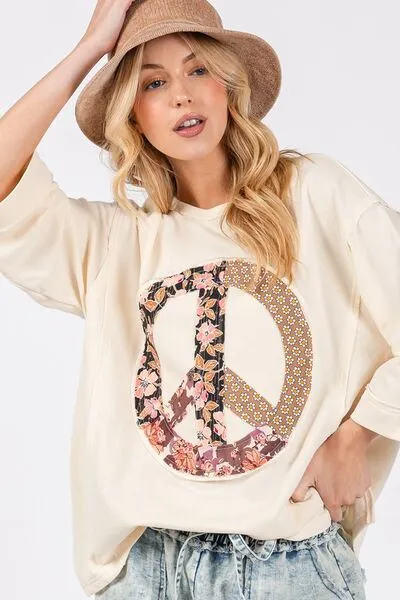SAGE + FIG Floral Peace Patch Round Neck Top sold by The Barefoot Brunette Boutique product image thumbnail 5