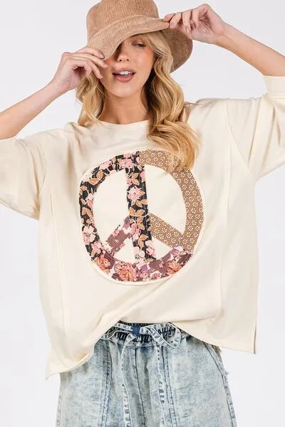 SAGE + FIG Floral Peace Patch Round Neck Top sold by The Barefoot Brunette Boutique product image thumbnail 4