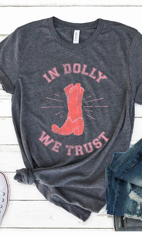 Retro In Dolly We Trust Boot Graphic Tee PLUS sold by The Barefoot Brunette Boutique
