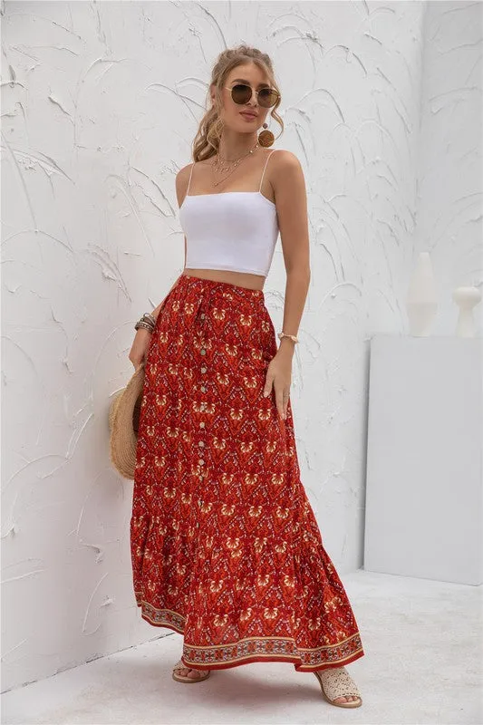 Womens Print Maxi Skirt made by The Barefoot Brunette Boutique