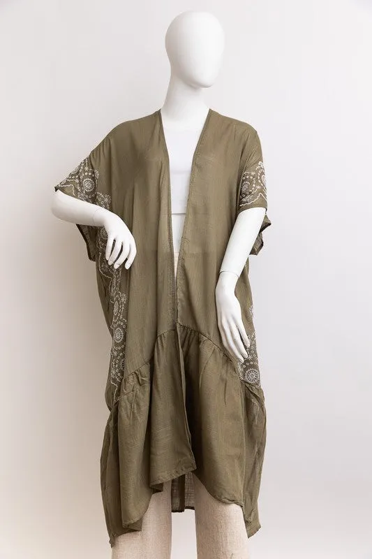 Boho Tribal Embroidered Longline Kimono sold by The Barefoot Brunette Boutique product image thumbnail 5