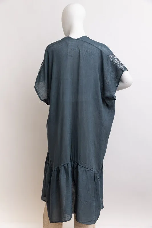 Boho Tribal Embroidered Longline Kimono sold by The Barefoot Brunette Boutique product image thumbnail 4