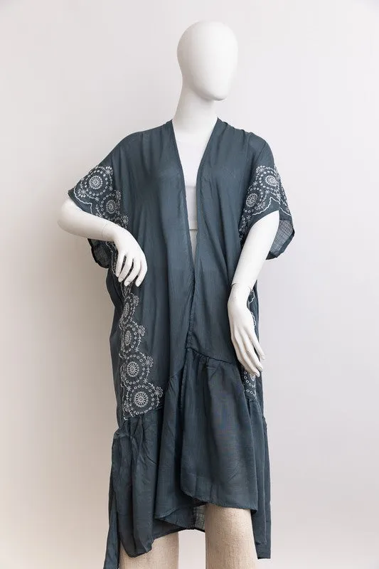 Boho Tribal Embroidered Longline Kimono sold by The Barefoot Brunette Boutique product image thumbnail 3