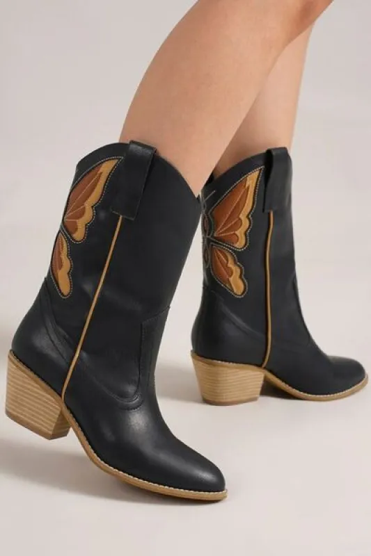 Beast Fashion Butterfly Cut Detail Point Toe Boots sold by The Barefoot Brunette Boutique