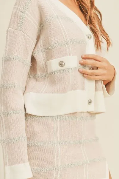MABLE Plaid Button Down Sweater Cardigan and Mini Skirt Set sold by The Barefoot Brunette Boutique product image thumbnail 4