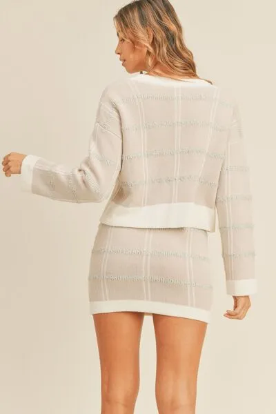 MABLE Plaid Button Down Sweater Cardigan and Mini Skirt Set sold by The Barefoot Brunette Boutique product image thumbnail 2