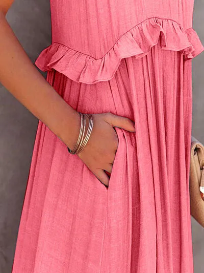 Ruffled Sleeveless Tiered Maxi Dress with Pockets sold by The Barefoot Brunette Boutique product image thumbnail 2