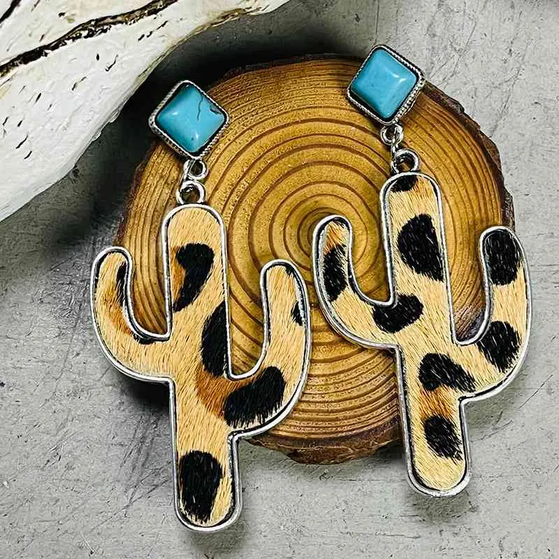 Turquoise Cactus Earrings sold by The Barefoot Brunette Boutique product image thumbnail 5
