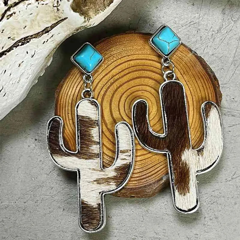 Turquoise Cactus Earrings sold by The Barefoot Brunette Boutique product image thumbnail 4