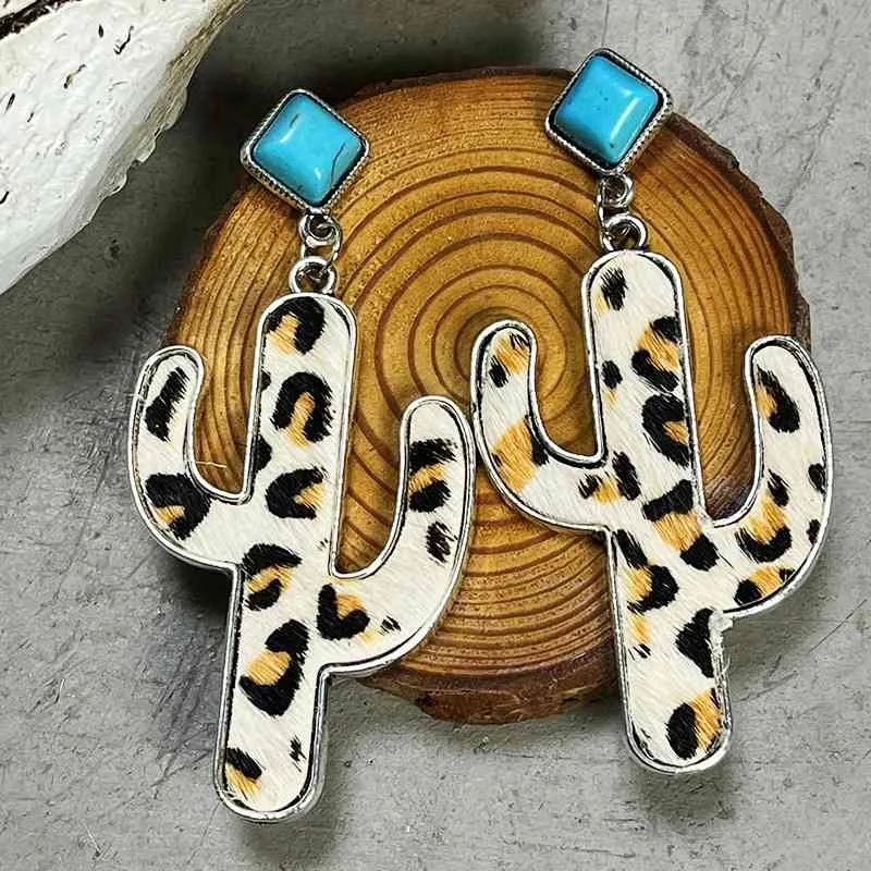 Turquoise Cactus Earrings sold by The Barefoot Brunette Boutique product image thumbnail 2