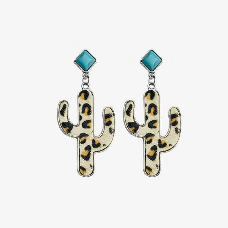 Turquoise Cactus Earrings made by The Barefoot Brunette Boutique