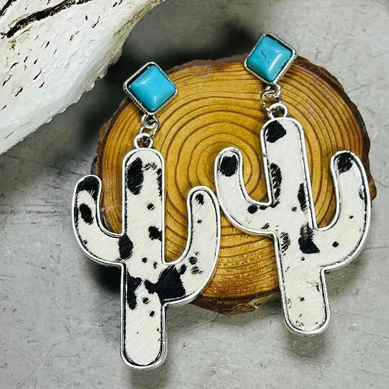 Turquoise Cactus Earrings sold by The Barefoot Brunette Boutique product image thumbnail 3