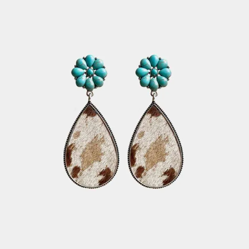 Turquoise Flower Teardrop Earrings made by The Barefoot Brunette Boutique