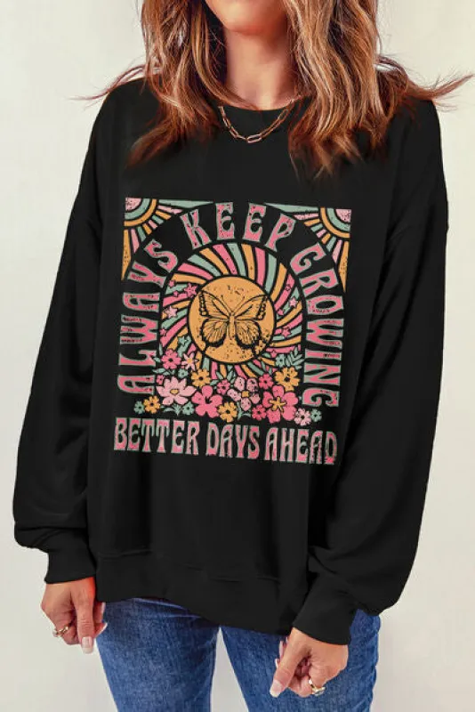 Graphic Round Neck Long Sleeve Sweatshirt sold by The Barefoot Brunette Boutique