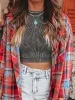 Plaid Collared Neck Long Sleeve Shirt sold by The Barefoot Brunette Boutique