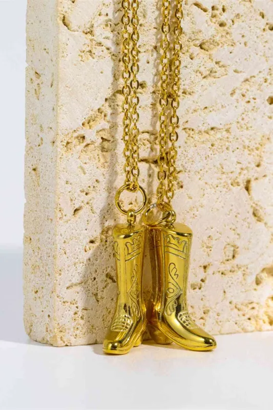 Cowboy Boot Pendant Stainless Steel Necklace sold by The Barefoot Brunette Boutique