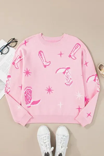 Boots Round Neck Long Sleeve Top sold by The Barefoot Brunette Boutique