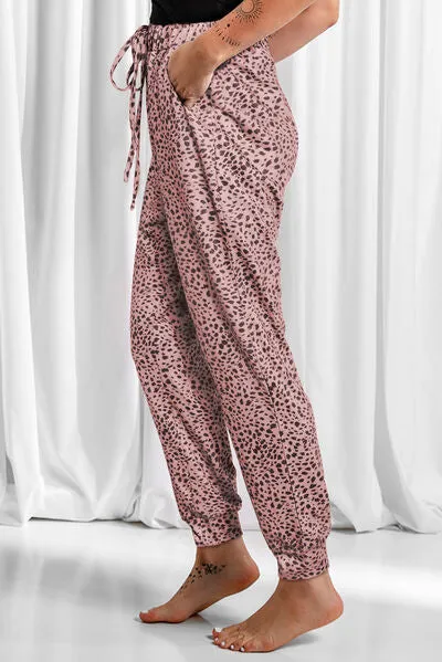 Full Size Leopard Drawstring Pocketed Pants sold by The Barefoot Brunette Boutique product image thumbnail 3