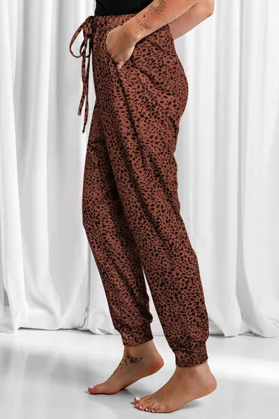 Full Size Leopard Drawstring Pocketed Pants sold by The Barefoot Brunette Boutique product image thumbnail 5
