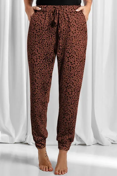 Full Size Leopard Drawstring Pocketed Pants sold by The Barefoot Brunette Boutique product image thumbnail 4