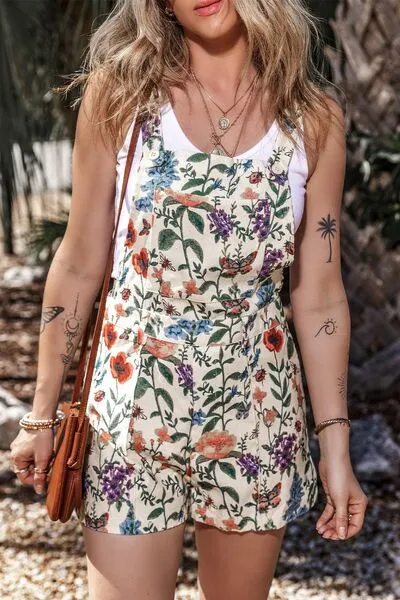 Printed Square Neck Wide Strap Romper sold by The Barefoot Brunette Boutique