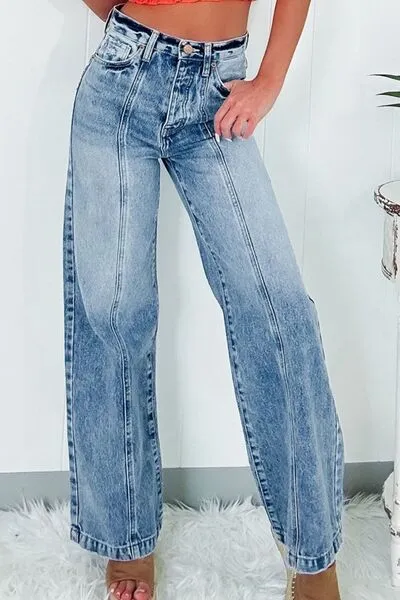 High Waist Wide Leg Jeans sold by The Barefoot Brunette Boutique product image thumbnail 2