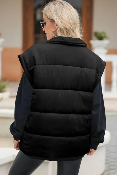 Zip Up Puffer Vest Coat with Pockets sold by The Barefoot Brunette Boutique product image thumbnail 4