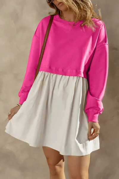 Round Neck Long Sleeve Mini Dress sold by The Barefoot Brunette Boutique