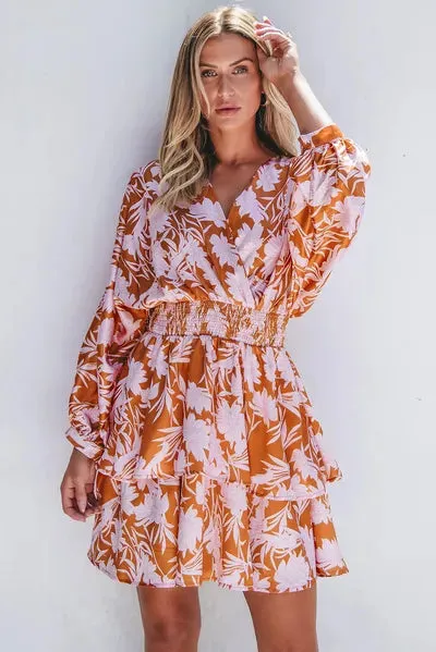 Smocked Printed Long Sleeve Mini Dress sold by The Barefoot Brunette Boutique product image thumbnail 3
