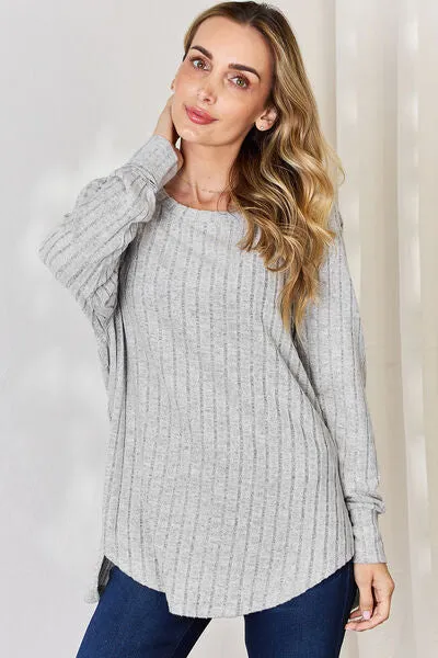 Basic Bae Full Size Ribbed Round Neck Slit T-Shirt sold by The Barefoot Brunette Boutique product image thumbnail 3